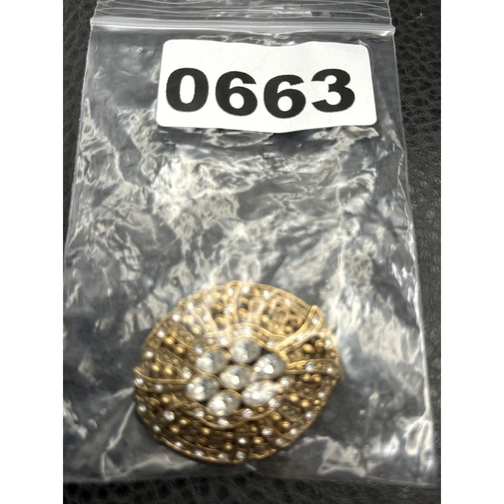 Vintage 1928 Brand Gold Tone Clear Rhinestone Filigree Brooch Pin Art Deco Style